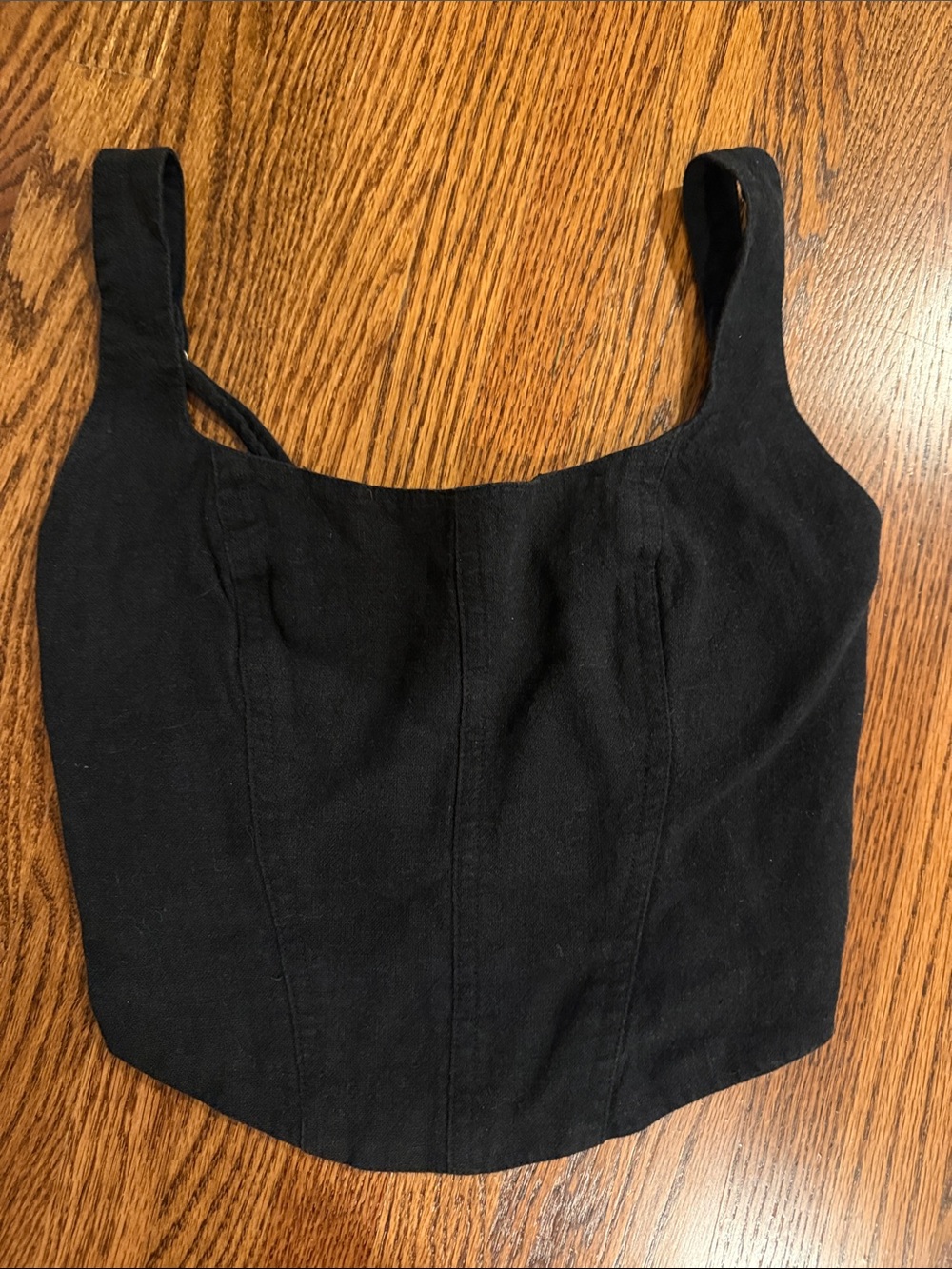 Abercrombie & Fitch Black Square-Neck Cropped Tank